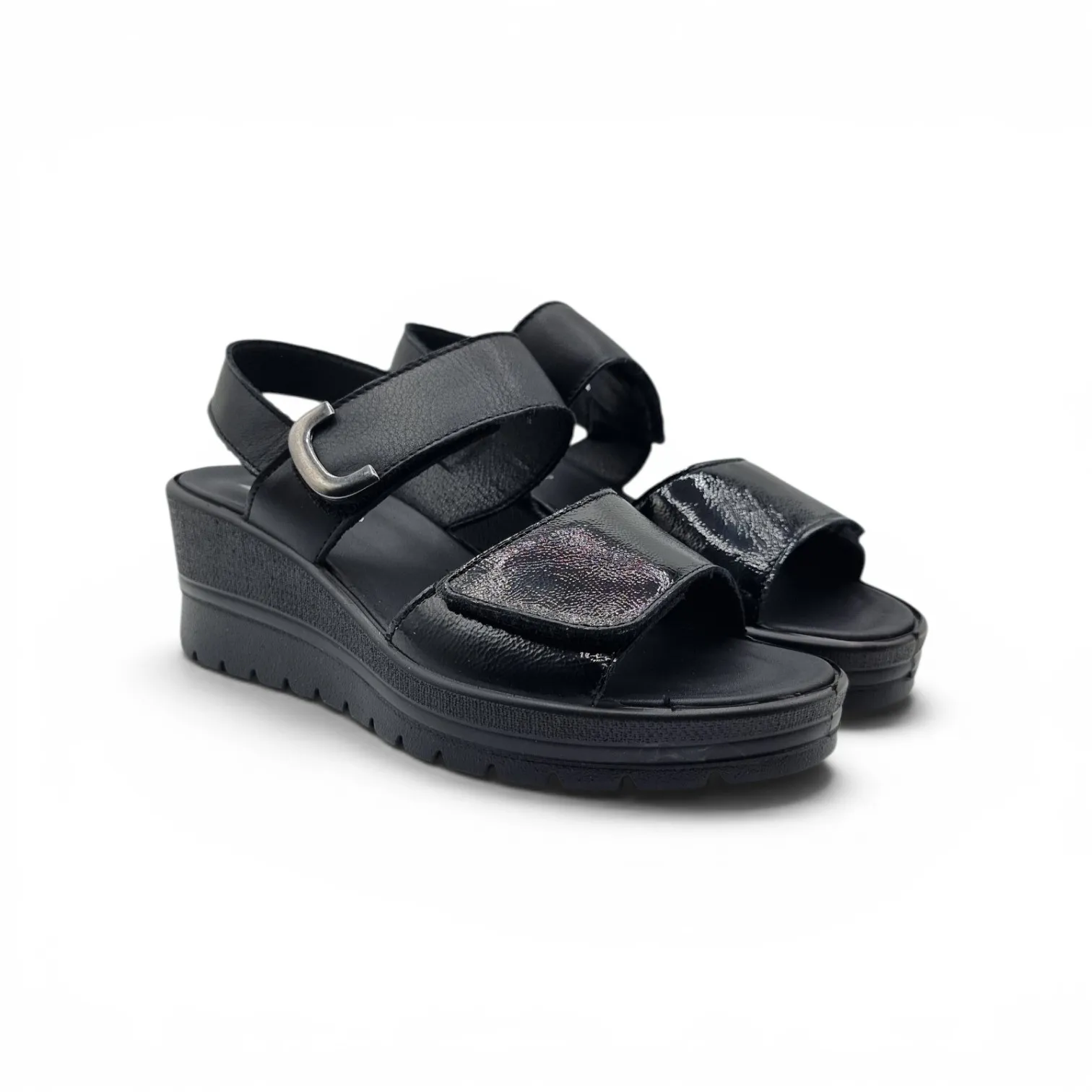 Imac 108250 sandali in vera pelle con doppio velcro e zeppa alta – Iter Shoes